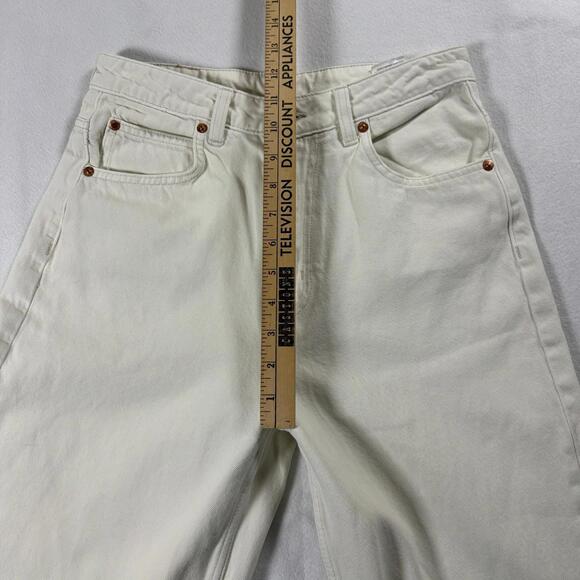 &Denim Womens US 4 90s Baggy Ultra High Waist Off White Denim Jeans Vintage Fit! - Picture 7 of 9